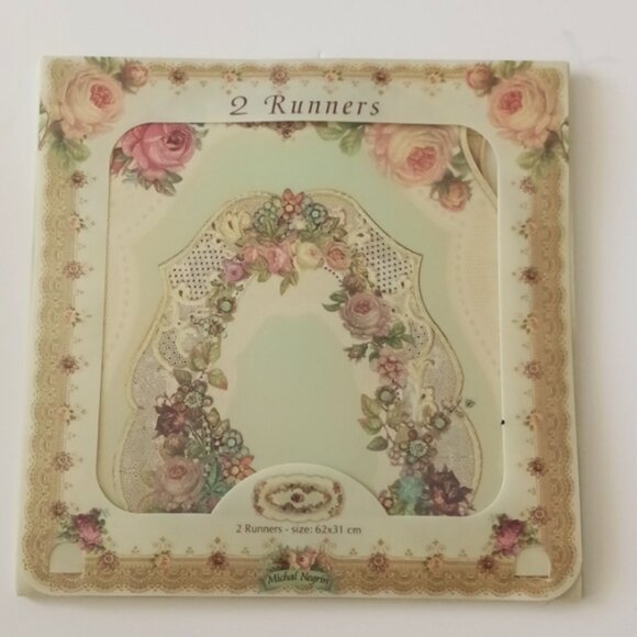 Michal Negrin Runners 2 Dining Table Kitchen Home Decor Victorian Roses Floral